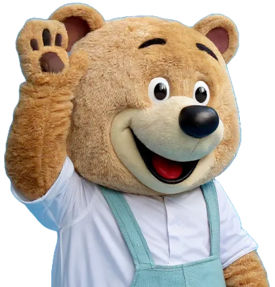 Bear mascot costume waving